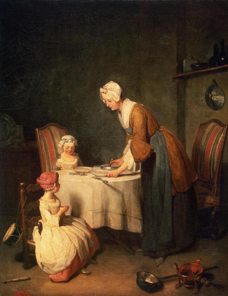 La Bénédicité, scène de genre de Chardin, peintre XVIIIe siècle